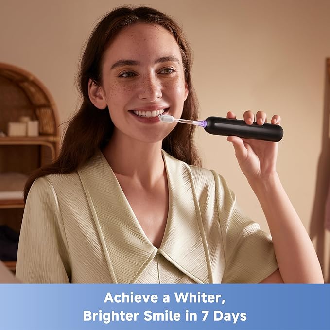 Mova Fresh SweepDrive Electric Toothbrush Rechargeable Electric Power Toothbrush for Adults Intuitive Pressure Sensing 3-in-1 Replacement Brush Head with Holder 30 Days of Battery Life Black