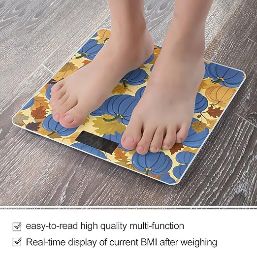 Fall Watercolor Pumpkins Weight Scale Highly Accurate Digital Weighing Scale with Large LCD Display Smart Bathroom Scales for Home Bedrooms and Gift Giving