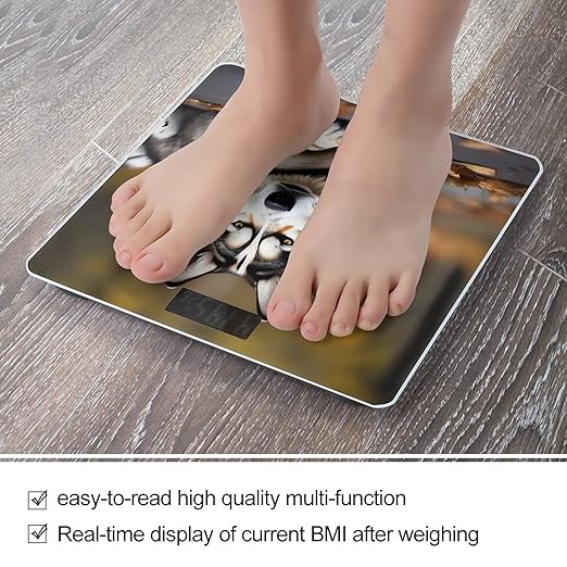 Digital Bathroom Scale for Body Weight Scale with Bright LCD Display High Accuracy Step-On Technology Auto On/Off Cute Huskys Digital Scales 400 Lbs /180kg