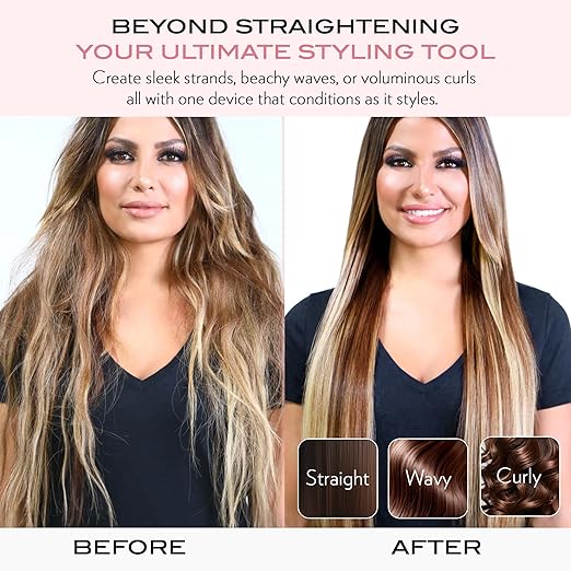 NuMe Megastar Hair Straightener Tourmaline Flat Iron–1 Inch Floating Plates with Negative Ion Booster Infrared Light Strip Ideal for All Hair Types – Ultra-Smooth and Shiny Results