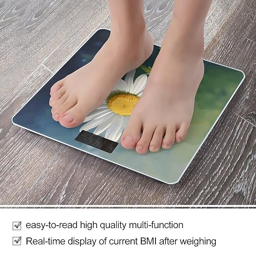 Daisy Flower Bathroom Scale Weight Scale for Body WeightHighly Accurate Digital Weighing Machine Clear LED Display Digital Bathroom Body Scale 400lb/182kg