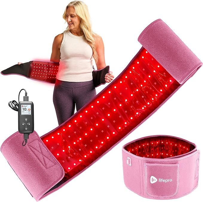 Lifepro Red Light Therapy Belt – Infrared Red Light Therapy for Body Back Pain and Shoulder - 660nm &amp 850nm Near Infrared Heating Pad – Adjustable &amp Portable for Wellness &amp Relaxation