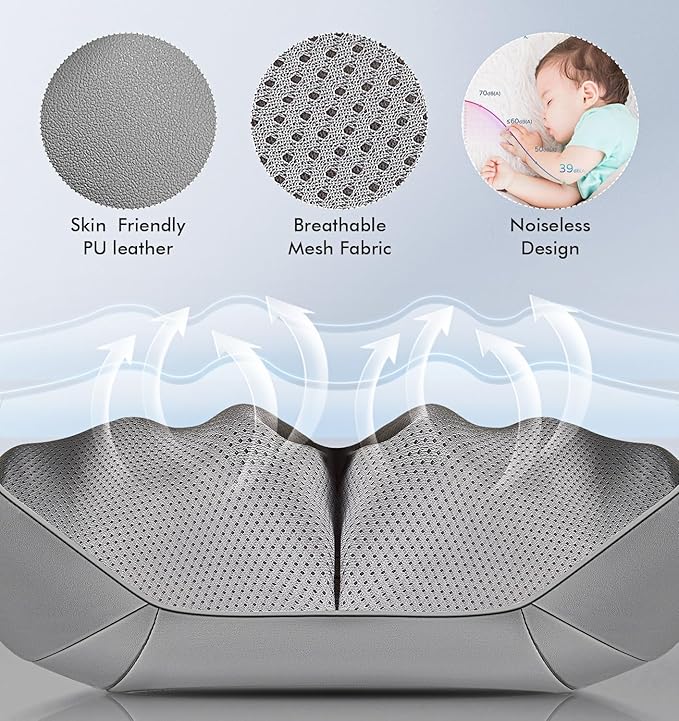Shiatsu Neck and Back Massager with Heat Deep Tissue 4D Kneading Massage Pillow for Neck Back Shoulder Leg Body Muscle Pain Relief Use at Home Office Car
