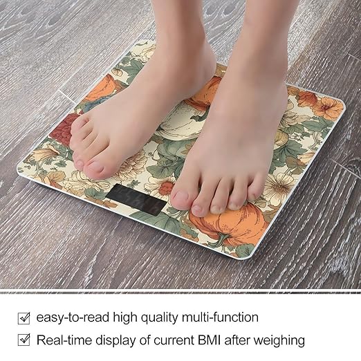 Drawn Autumn Pumpkin Scale for Body Weight Smart Scales Digital Bathroom Scale High Precision Weighing Scales with Large Display Weighing Machine for People