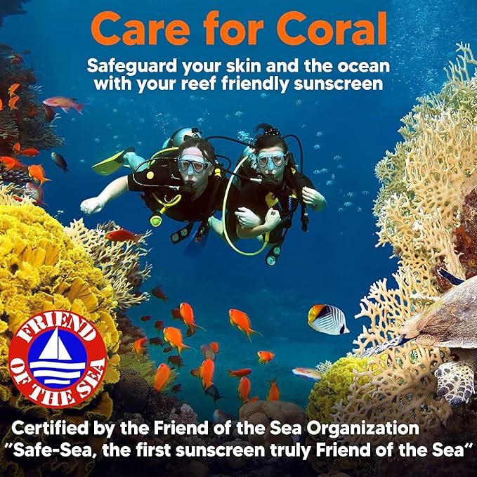 Safe Sea Zinc Oxide Sunscreen SPF50 | Clear Mineral Face Sunscreen Without White Cast | Anti-Jellyfish Sting Protective Lotion | Coral Reef Safe | Travel Size - 2Oz (60ml) Pack of 2