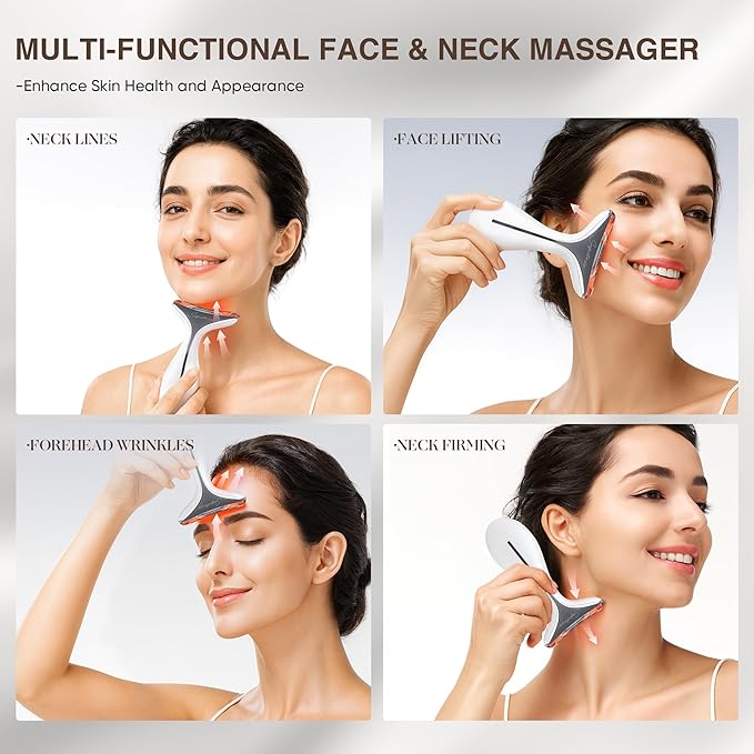 3-in-1 for Aurora Red Light for Face &amp Neck Beauty Massager with Suction Vibration Heat 3 Light Therapies for Skin Glow Face Lift Neck Firm Black