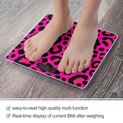 Women's Fashion Automatic Switch Digital Bathroom Weighing Scale Smart Scale Pink Dots Wild Cheetah Leopard Print
