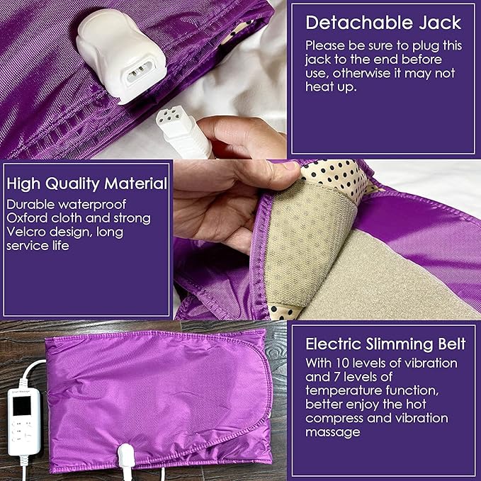 Electric Massager Sauna Belt 360 ° Whole Circle Heat Hot Belt Heating Massage Pad for Lower Back and Waist Pain Relief Deep TissueBody Shaper Ab Workout (Purple)