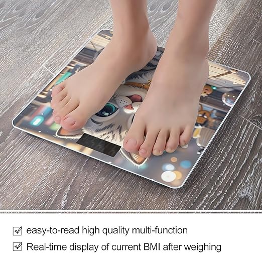 Cute Cartoon Animal Kitten Smart Scale for Body Weight Accurate Bathroom Scale with LED Display Digital Weight Scales Weighing Machine High Precision Scales for Bath Home