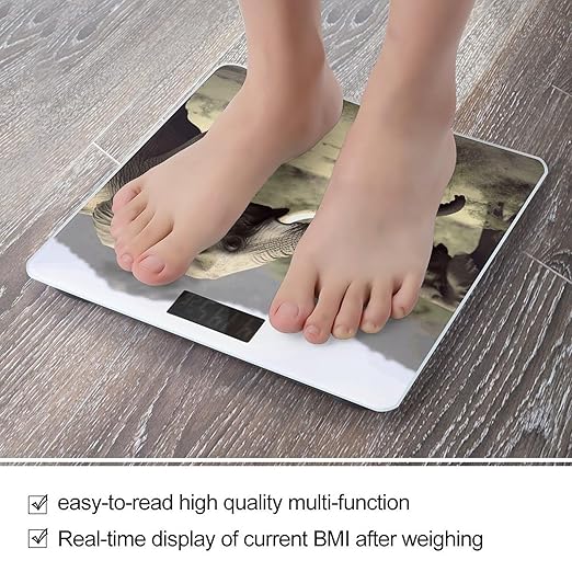 Elephants Animals Digital Bathroom Scale for Body Weight Weighing Scale with Backlit LCD Display High Precision Measurements &amp Measures Weight Up to 180kg