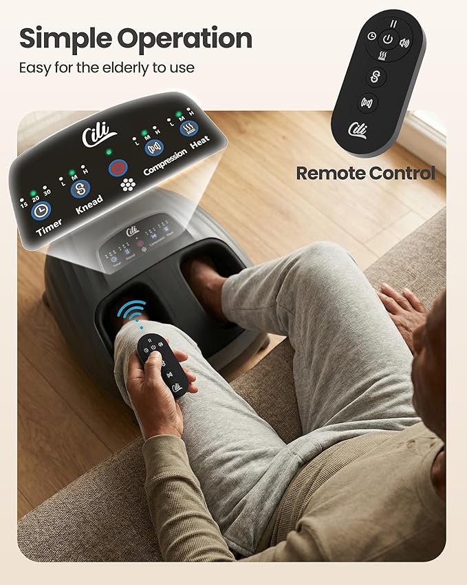 CILI Foot Massager with Heat Shiatsu Foot Massage Machine for Plantar Fasciitis Neuropathy 3 Sole &amp Instep Heating Levels 3 Intensity Adjustable Up to Size 14 Gifts for Him Her