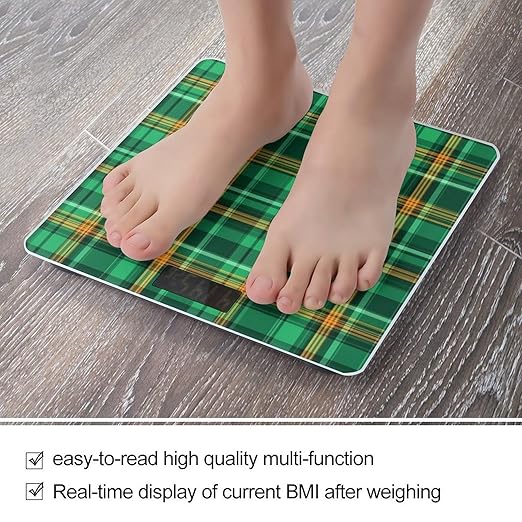 Women's Digital Bathroom Weighing Scale Automatic Switch Energy Saving Scale Smart Scale for Body Weight Green Scottish Tartan Plaid