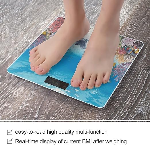 Dolphin Weight Scale Cute Bathroom Scale for Body Highly Accurate Digital Weighing Machine for People Compact LCD Display Scales with Sturdy Toughened Glass Scales
