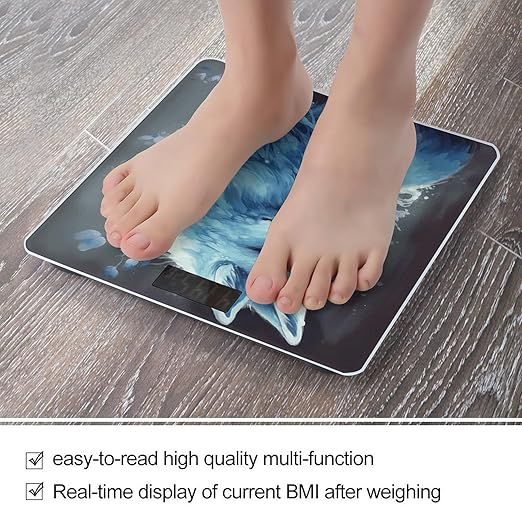 Blue Fox Scale for Body Weight Safe Rounded Corners Tempered Glass Digital Bathroom Scale LED Display 400lb Capacity Weight Scales with High Precision Sensors