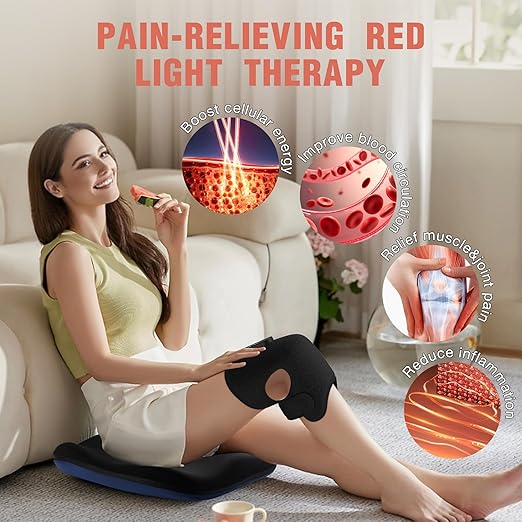 Red Light Therapy &amp Vibration Massage Knee Brace 660nm&amp850nm Near Infrared Light Therapy Heated Knee Massager for Pain Relief A Pair of Knee WrapHeating Pad for Faster Recovery