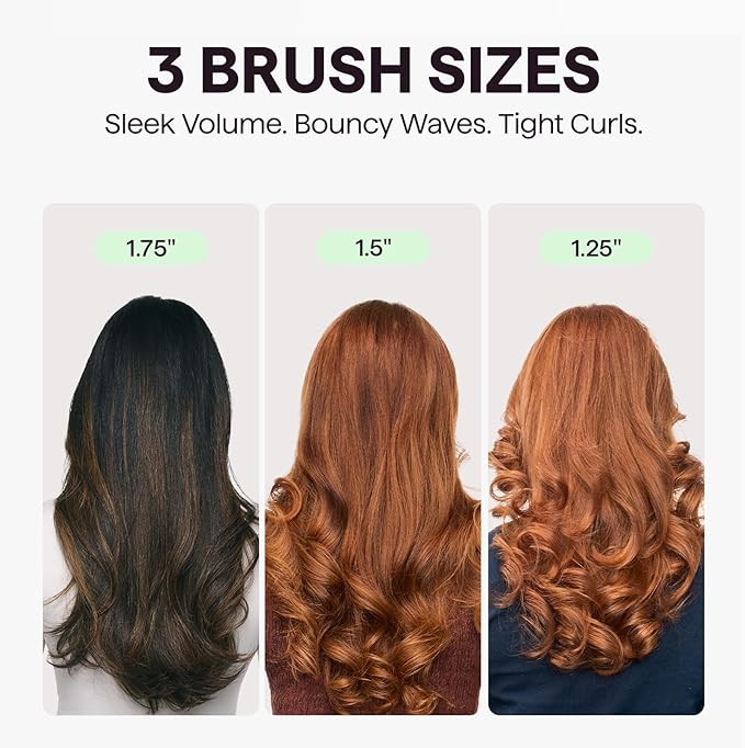 Wavytalk Heatwave Pro Ionic Thermal Brush Set 3-Size Heated Round Brush for Short to Long Hair Bilateral Negative Ions for Frizz-Free Shiny Blowout Pink