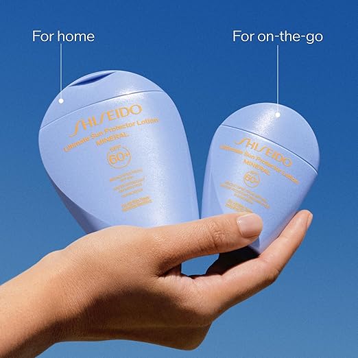 Shiseido Ultimate Sun Protector Lotion Mineral SPF 60+ - Sheer Broad-Spectrum Sunscreen for Face &amp Body - Visibly Improves Fine Lines Smoothness &amp Skin Tone - Fragrance Free All Skin Types