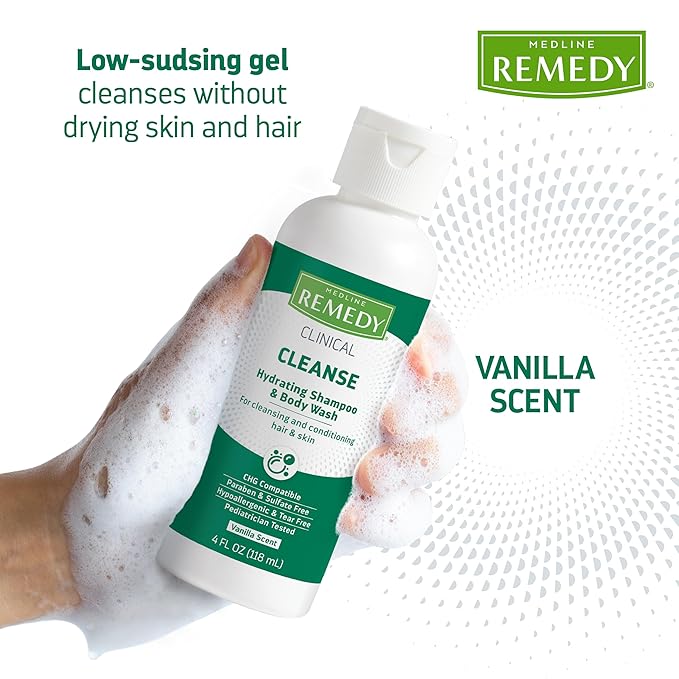 Medline Remedy Clinical Shampoo &amp Body Wash Gentle Cleansing Formula 4 oz. Moisturizing and Soothing Pack of 48