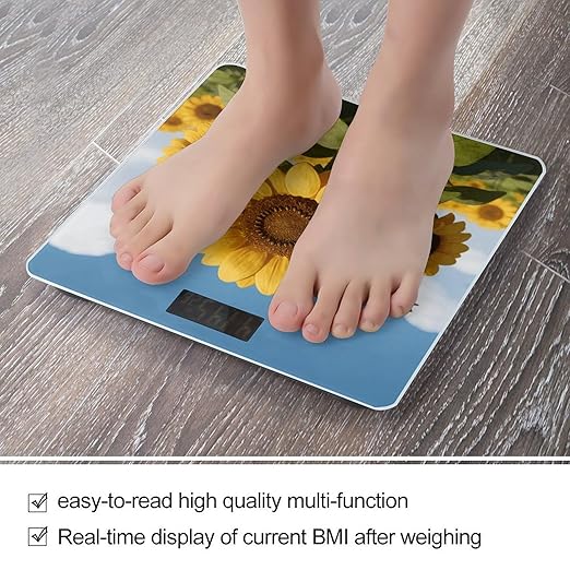 Blossoms in Spring Smart Scale for Body Weight Digital Bathroom Scale Toughened Glass Weight Scale with Large LCD Backlight Display High Precision Scales Weighing Machine