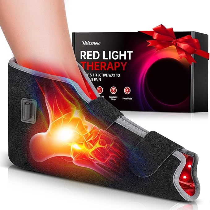 RELEXNOW Red Light Therapy for Foot Ankle FSA/HSA Eligible 660nm &amp 850nm Wavelength Near Infrared Therapy Wrap for Feet with Timer for Joint Comfort(Black)