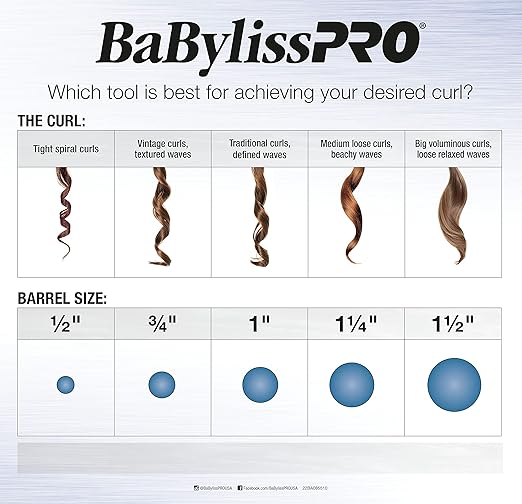 BaBylissPRO Curling Iron Porcelain Ceramic Marcel Hair Curler for Smooth &amp Stylish Waves