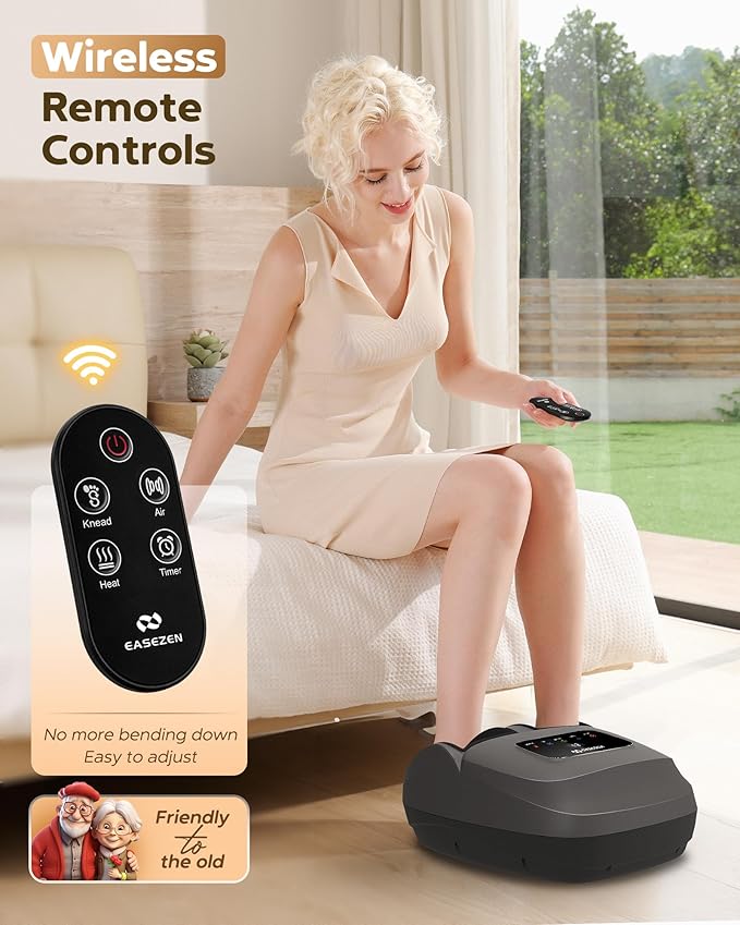 Shiatsu Foot Massager with Heat &amp Remote - 2026 Upgraded Deep Kneading Massage for Plantar Fasciitis Neuropathy &amp Tired Feet | Fits Up to Size 14 | Perfect Gifts