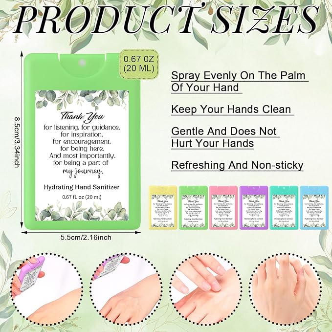 24 Pack Hand Sanitizer Spray Bulk Travel Size Inspirational Employee Appreciation Week Gifts Bulk Hydrating Hand Sanitizers for Employee Coworkers Staff Team Administrative Professionals Day