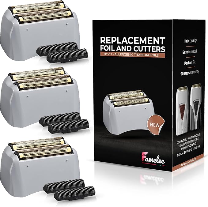 Replacement Heads for Andis Shaver Pro-Foil &amp Lithium - Super Soft Gold Titanium Cutters for Andis Foil Shaver Replacement TS1 17150 17235 17220 TS2 17200 Compatible with Razor Blades