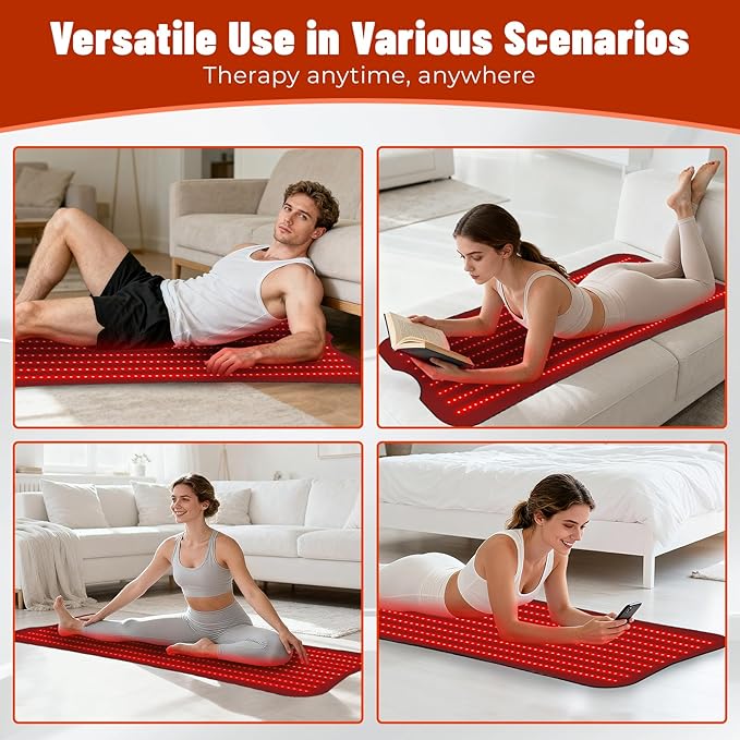 Red Light Therapy Mat for Body 60''x 24'' Red Light Therapy Pad with Controller 540pcs 2 in 1 LEDs (660nm &amp 850nm) Adjustable Timer &amp Intensity