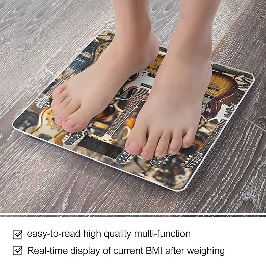 Guitar Bass Music Musical Instruments Scale for Body Weight Highly Accurate Digital Bathroom Body Scale Digital Bathroom Scales for People Anti-Slip Large LCD Display Smart Scales