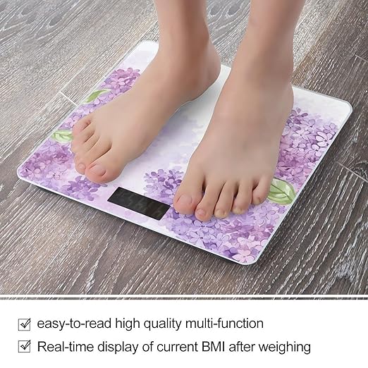Framing Lilac Flowers in Blossom Weight Scale for Body Weight Digital Bathroom Scale High Capacity Accurate Digital Weighing Scales and Easy-to-Read on Backlit LCD Display Scales