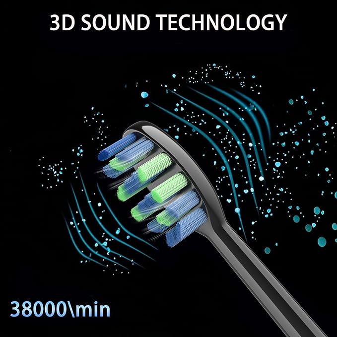 Sonic Electric Toothbrush for Adults - Deep Cleaning Teeth Whitening6 Replacement Brush Heads100-Day Battery5 Modes w/SensitiveIPX7 Waterproof (Color Options)