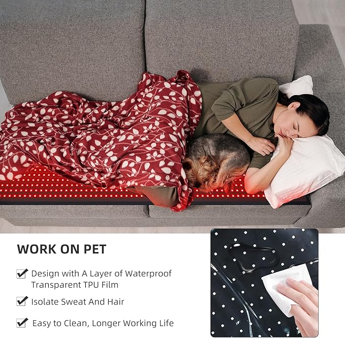 Red Light Therapy Large Mat for Whole Body Relief 71''x31'' Infrared Therapy Blanket 1280pcs Beads 660nm 850nm Red Infrared Therapy for Full Body Parts Relief at Once