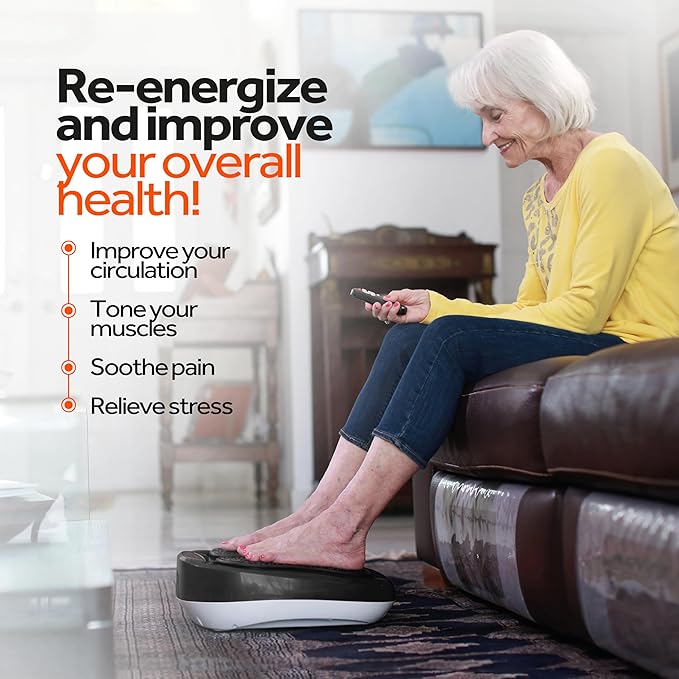 Power Legs Electric Foot Massager Machine with Remote Control Adjustable Speed Vibration - Calf Massager - Feet Massager for Neuropathy Pain Relief Plantar Fasciitis Leg Blood Circulation (Black)