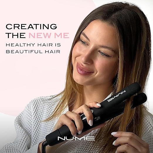 NuMe Megastar Hair Straightener Tourmaline Flat Iron–1 Inch Floating Plates with Negative Ion Booster Infrared Light Strip Ideal for All Hair Types – Ultra-Smooth and Shiny Results