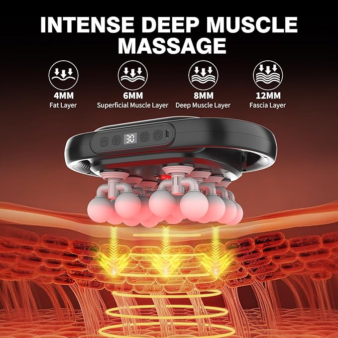 New 16 Head Massage Gun Set Muscle Relaxation Massage Suitablefor Back Leg and Foot Muscle Relaxation Deep Tissue Massage GunPortable 30-SpeedSettings (with 16 Gray Massage Heads)