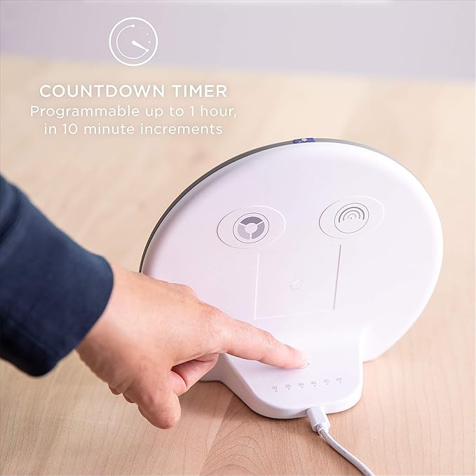 Verilux HappyLight Alba - New Round UV-Free LED Therapy Lamp Bright White Light with 10000 Lux Adjustable Brightness Color and Countdown Timer