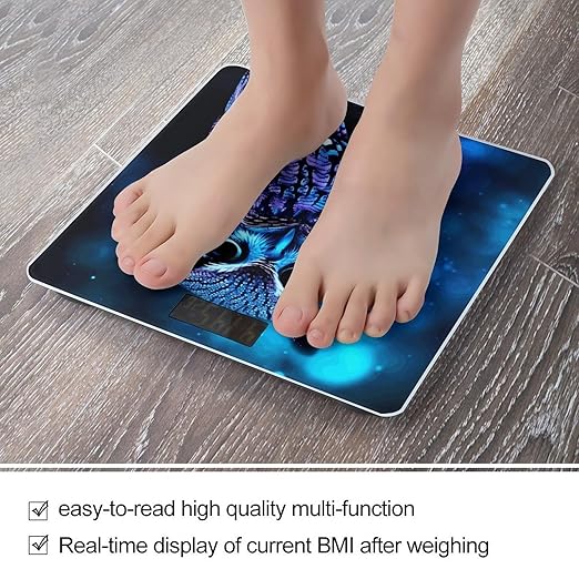 Blue Owl Digital Bathroom Scale for Body Weight with High Precision Digital Weighing Scale with BMI Clear LCD Display and Step-On Measures Weight Up to 180kg