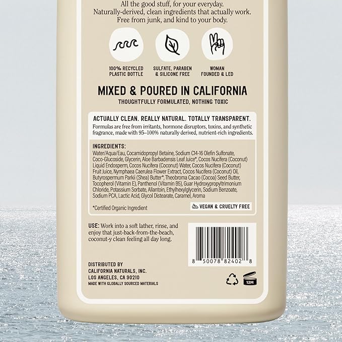 California Naturals Classic Clean Body Wash 2-Pack Daily Cleansing Body Wash for Soft Healthy Skin Naturally Scented Vegan Cruelty Paraben &amp Sulfate Free 20 oz