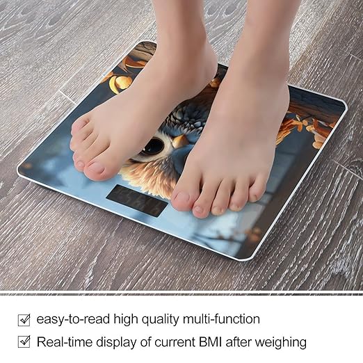 Cute Owl Bathroom Scale Rounded Smart Scale for Body Weight Automatic Power On/Off Weight Scales Accurate Bathroom Digital Scales for Pet Home Bedroom Kitchen