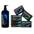 Defense Soap Bar Variety 3-Pack and Body Wash 32 oz - Natural Shower Gel with Tea Tree Oil Eucalyptus Oil Rosemary and Aloe Vera