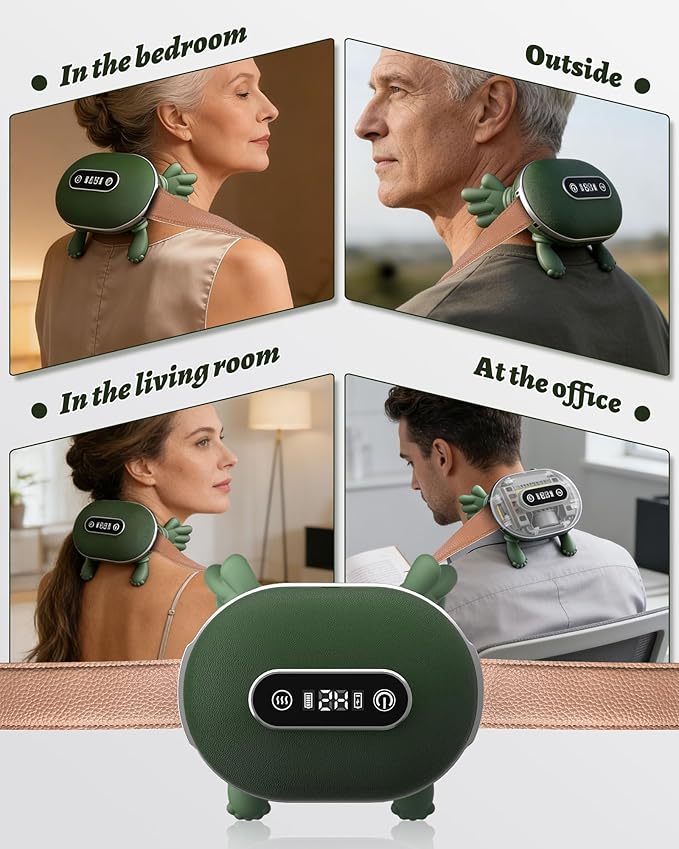 Neck Back Massager Neck and Back Massager with Heat Long-Lasting Bionic Electric Shiatsu Deep Tissue Neck Massager Cordless LCD Battery Display for Home &amp Office Gift for Women Men