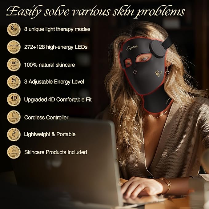 Red Light for Face and Neck 7 Colors Facial Skin Care Tool for Home Use