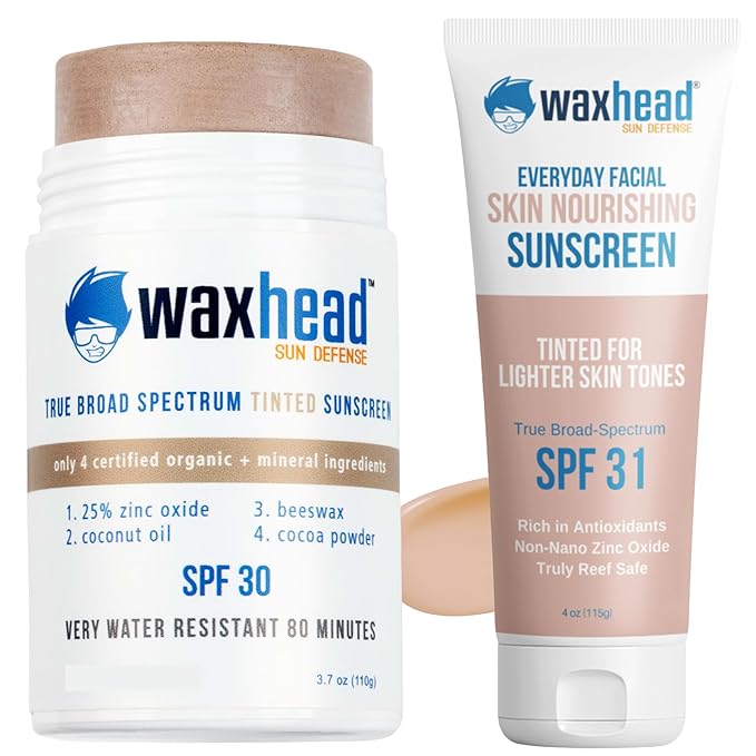 Waxhead Tinted Sunscreen for Face | Zinc Oxide Mineral SPF Stick | Zinc-Based Protection
