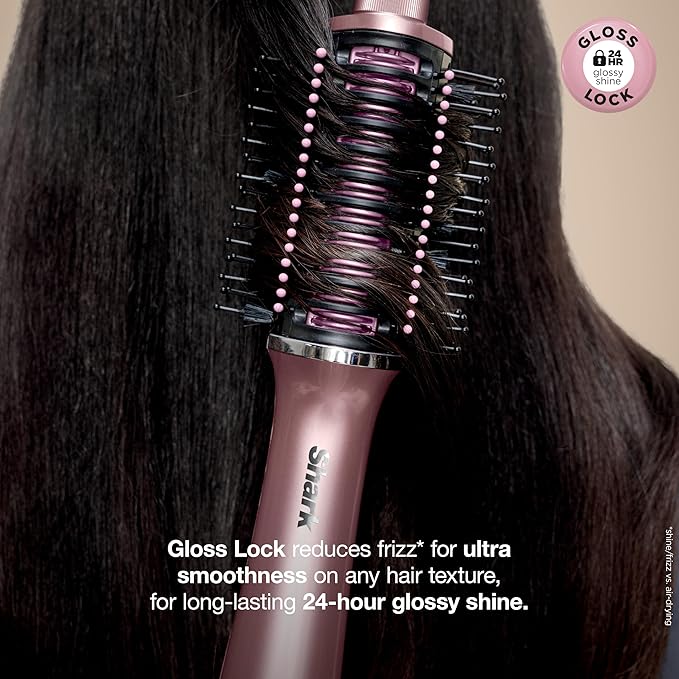 Shark Glossi 2-in-1 Hot Tool and Air Glosser | Ultra-Fast Ultra-Glossy Blowouts at-Home | Heat-Controlled Ceramic Curly Coily and Color Friendly | Lychee | HT302PK