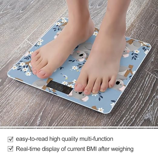 Women's Digital Bathroom Weighing Scale Automatic Switch Energy Saving Scale Smart Scale for Body Weight Cute Cartoon Koala Floral