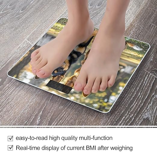 Dogs Sitting Together Scale for Body Weight Highly Accurate Digital Bathroom Body Scale Digital Bathroom Scales for People Anti-Slip Large LCD Display Smart Scales