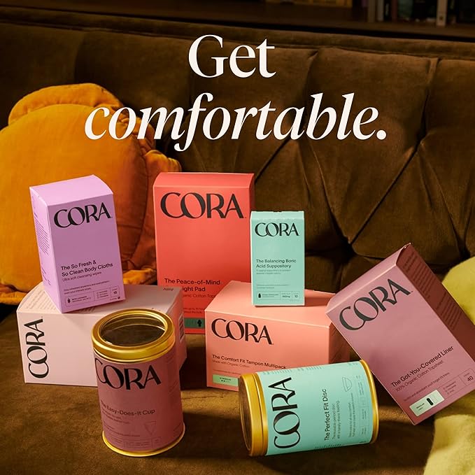 Cora Organic Feminine Care | Applicator Tampon Multipack and Organic Long No Wings Liners | Eco-Conscious | 72 Total | Bundle Pack