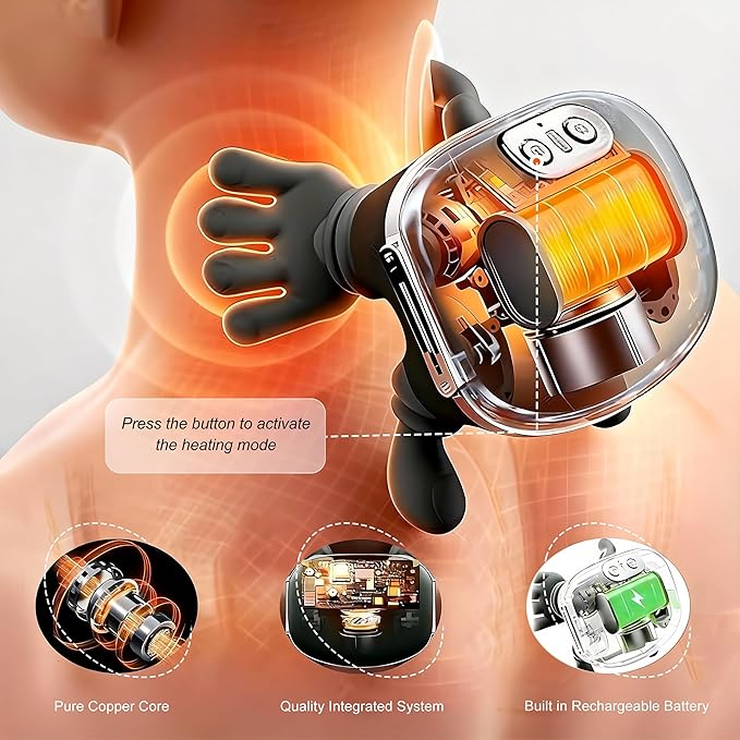 OTAVILEM Neck Massager with Heat Shiatsu Neck and Back Massager with 4D KneadingSimulated Human Hand Design Electric Deep Tissue Massage for Pain Relief and Muscle Relax