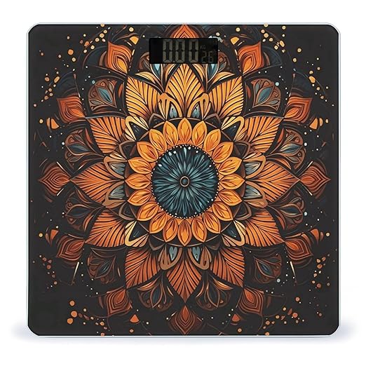 Mandala Digital Bathroom Scale for Body Weight Weighing Scale with Backlit LCD Display High Precision Measurements &amp Measures Weight Up to 180kg